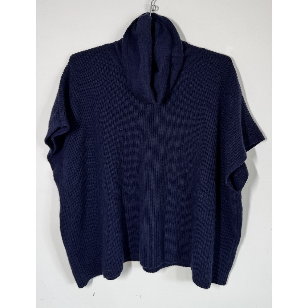 Boden Women's Wool Blend Chunky Knit Cowl Neck Poncho Sweater Size S Navy Blue‎